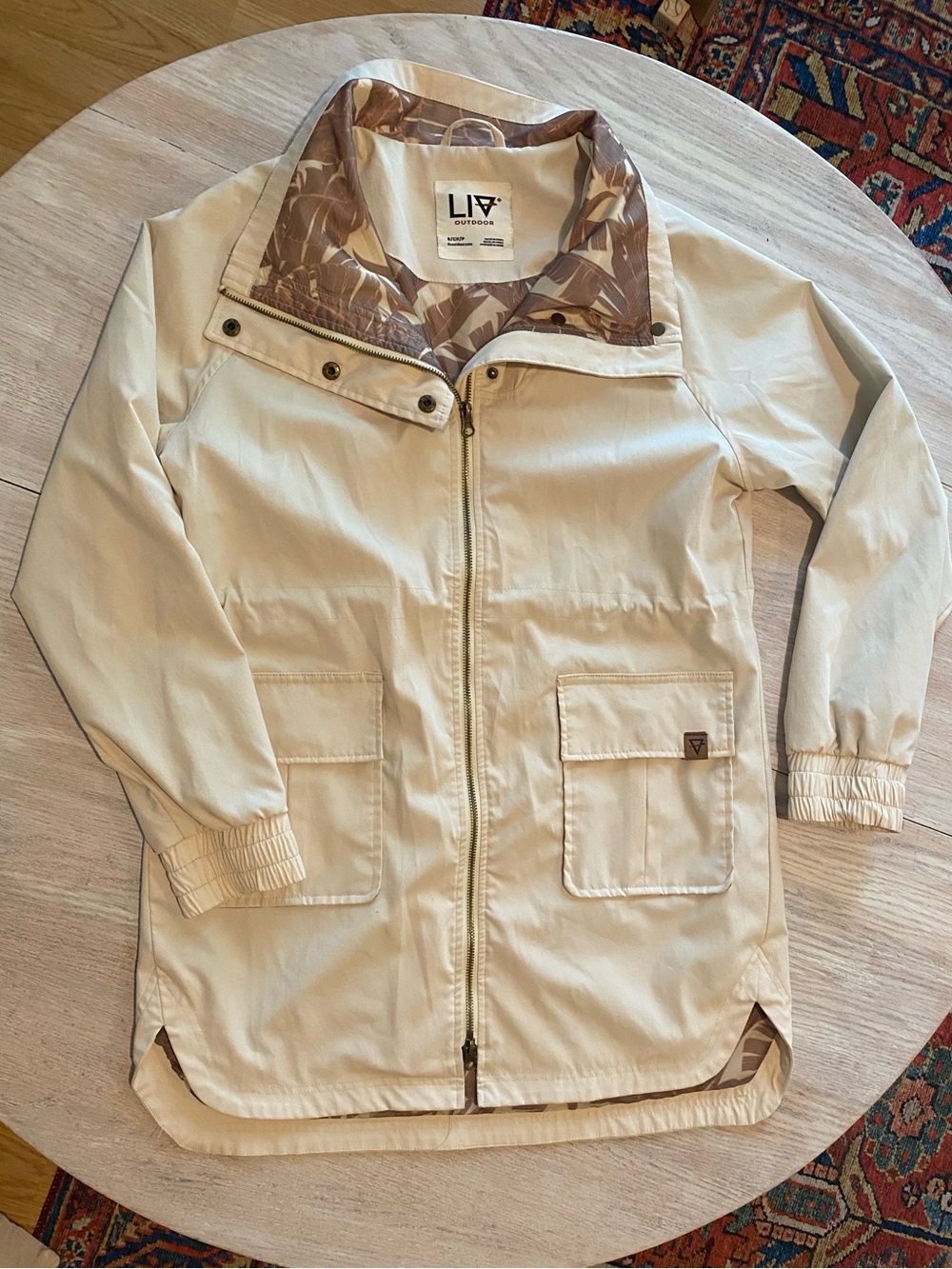 LIV Outdoor Cream Utility Jacket with Patterned Collar